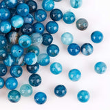 Natural Striped Agate/Banded Agate Beads Strands, Dyed, Round, Sky Blue, 8mm, Hole: 1mm, about 100pcs/box