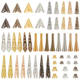 Iron & Alloy & Iron Filigree Bead Caps, Mixed Shapes, Mixed Color, 6~41.5x6~15x4.5~11.5mm, Hole: 1~8mm, 268pcs/box