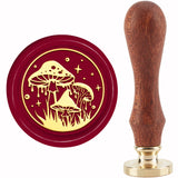 Brass Wax Seal Stamp with Handle, for DIY Scrapbooking, Mushroom Pattern, 3.5x1.18 inch(8.9x3cm)