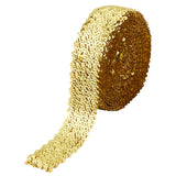 5 Yards Ployester Elastic Sequin Trimmings, 5-Row Paillette Trims, Costume Embellishments, Flat, Gold, 1-7/8 inch(48mm)