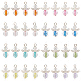 4Sets Transparent Acrylic Pendants, with Alloy Findings, Angel, Mixed Color, 21mm, Hole: 3mm, about 8pcs/set