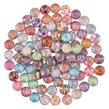 Glass Cabochons, Half Round/Dome with Flower, for Jewelry Making, Colorful, 12x4mm, 100pcs/box