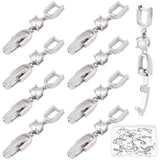 12Pcs Brass Extender Chain, with Cubic Zirconia, Necklace & Bracelet Extender Accessories, Platinum, 35x6mm