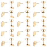 30Pcs 5 Style Ion Plating(IP) 304 Stainless Steel Stud Earring Findings, with Hole, Textured Teardrop, Golden, 10x6mm, Hole: 1mm, Pin: 0.8mm, 6pcs/style