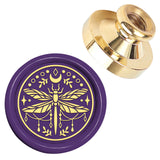 Golden Tone Wax Seal Brass Stamp Head, for Wax Seal Stamp, Dragonfly, 25x14.5mm