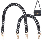 2Pcs 2 Style Acrylic Cable Chain Bag Handles, with Alloy Swivel Clasps, for Bag Strap Replacement Accessories, Black, 40.5~60cm, 1pc/style