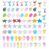 Opaque Resin Cabochons, Ocean Theme, Mermaid Tail Shaped & Dolphin Shape& Sea Horse Shape & Shell Shape & Starfish/Sea Stars Shape, Mixed Color, 41x33x7mm