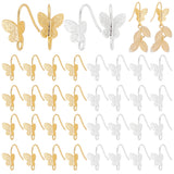 32Pcs 2 Colors Brass Butterfly Earring Hooks, with Vertical Loop, Golden & Silver, 15.5mm, Hole: 2mm, Pin: 0.5mm, 16Pcs/color
