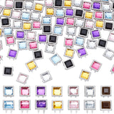 &reg 105Pcs 7 Colors Brass Rhinestone Claw Beads, Fashion Nailhead Studs, Punk Diamond Spikes Rivets, Square, Mixed Color, 0.9x0.9x0.28cm, 15pcs/color