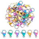 Vacuum Plating 304 Stainless Steel Lobster Claw Clasps, Rainbow color, 15x10x4mm, Hole: 2.2mm, 30pcs/box