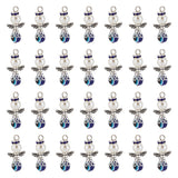 30Pcs Evil Eye Resin Pendants, with Tibetan Style Alloy Beads and Imitation Pearl Acrylic Beads, Angle Charm, Antique Silver, 28x14x8mm, Hole: 4mm