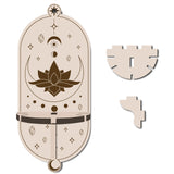 DIY Poplar Wood Dowsing Pendulum Holders, Witch Hanging Crystal Holder, Oval, Lotus Pattern, 178x77x6mm