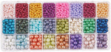 Pearlized Glass Beads, Round, Mixed Color, 21.8x11x3cm
