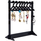 1 Set Coat Hanger Shaped Acrylic Earring Display Stands, Jewelry Organizer Holder for Earring Storage, with 8Pcs Mini Hangers, Black, Finish Product: 14x5.9x14.95cm, 12pcs/set