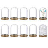 10 Sets Glass Dome Cover, Decorative Display Case, Cloche Bell Jar Terrarium with Alloy Base, for DIY Preserved Flower Gift, Clear, Cover: 25x38.5mm, Inner Diameter: 21.5mm, Base: 28x4.5mm