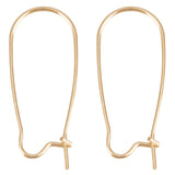 40Pcs Brass Hoop Earrings Findings, Kidney Ear Wire, Real 18K Gold Plated, 37x14mm, Pin: 1mm