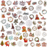 4 bags 4 styles Christmas Theme PET Picture Stickers Set, Waterproof Self Adhesive Decals for DIY Scrapbook, Photo Album, 18~55.5x21~52x0.1mm, 30pcs/set, 1 bag/style