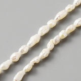 Natural Keshi Pearl Beads Strands, Freshwater Pearl Beads, Grade A, Nuggets, Seashell Color, 5~8x3.5~4mm, Hole: 0.5mm, about 61pcs/strand, 13.78''(35cm)
