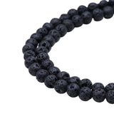 6mm Natural Black Lava Rock Stone Rock Gemstone Gem Round Loose Beads Strand 15.7 inch for Jewelry Making, about 64pcs/strand