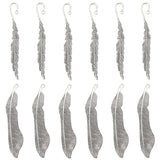 12Pcs 2 Style Tibetan Style Alloy Bookmarks Findings with Hole, Feather, Antique Silver, 111~115x14.5~21.5x2~3mm, hole: 2.5~5.5mm, 6Pcs/style