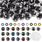 40 Sets 10 Colors Snowflake Resin Craft Safety Eyes, with Glitter Powder Findings and Silicone Spacer, Doll Making Accessories, Half Round, Mixed Color, 17x16mm, 4 sets/color