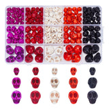170Pcs 15 Styles Dyed Synthetic Turquoise Beads Strands, Halloween Skull, Mixed Color, 8~15x6~11x7~14mm, Hole: 1mm