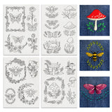 4 Sheets 11.6x8.2 Inch Stick and Stitch Embroidery Patterns, Non-woven Fabrics Water Soluble Embroidery Stabilizers, Mushroom, 297x210mmm