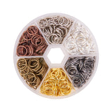 1 Box 6 Color Iron Jump Rings, Open Jump Rings, Mixed Color, 10x1mm, 18 Gauge, Inner Diameter: 8mm, about 250pcs/box