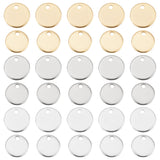90Pcs 6 Style 304 Stainless Steel Charms, Stamping Blank Tag, Flat Round, Mixed Color, 8~10.5x0.8mm, Hole: 1.2mm