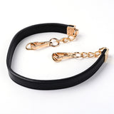 PU Leather Bag Straps, with Alloy Curb Chain & Swivel Clasps and Iron D Ring, Flat, for Bag Replacement Accessories, Black, 61.5x1.9x0.5cm