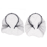 2Pcs 2 Styles Bridal Pearl Mesh Veil Cloth Hair Bands, Hair Accessories for Women, Black, Inner Diameter: 128x110mm, 1pc/style