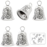 20Pcs Alloy Charms, with Pattem, Cadmium Free & Lead Free, Bell, Platinum, 13.5x9.5mm, Hole: 2mm