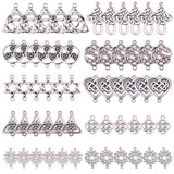 Alloy Knot Pendants and Links Set, Mix Shapes, Antique Silver, 60pcs/set