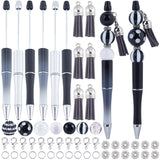 DIY Beadable Pen Making Kit, Including Acrylic Round Beads, Tassel Pendants, Plastic Beadable Pens, Black and White, 126Pcs/bag