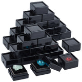 72Pcs Plastic Jewelry Storage Boxes, with Visual Window and Sponge Inside, Square, Black, 2.95x2.95x1.65cm