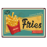 Vintage Metal Tin Sign, Wall Decor for Bars, Restaurants, Cafes Pubs, French Fries Pattern, 30x20cm