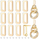 20Pcs Brass Stud Earring Findings, with Vertical Loops, Rectangle, Nickel Free, with 40Pcs Plastic Ear Nuts, Real 18K Gold Plated, 15.5x7mm, Hole: 2.5mm, Pin: 0.8mm