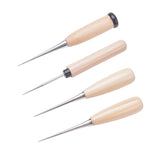 Stainless Steel Bead Awls and Wooden Awl Pricker Sewing Tool, BurlyWood, 4pcs/set