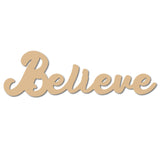 Laser Cut Unfinished Basswood Wall Decoration, for Kids Painting Craft, Home Decoration, Word Believe, Word, 9x30x0.5cm