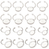 20Pcs 2 Size 201 Stainless Steel Cuff Rings Components, Bezel Cup Ring Settings, Flat Round, Stainless Steel Color, Inner Diameter: 17mm, Tray: 10~12mm, 10Pcs/size