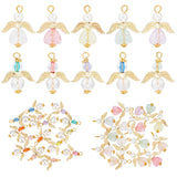 30Pcs 2 Syles Transparent Acrylic & Alloy Beads Pendants, Angel, Mixed Color, 25~28x20x6~8mm, Hole: 2.5~4mm, 15pcs/style