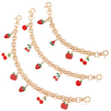 Fruit Alloy Enamel Pendant Purse Chains, with Alloy & Iron Findings, Mixed Shapes, Light Gold, 20.3~31x0.8~1.2cm, 3 style, 1pc/style, 3pcs/box