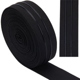 Flat Polyester Non-Slipped Elastic Cord, Silicone Gripper Elastic Band, Clothes Accessories, Black, 30mm