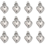 80Pcs Tibetan Style Alloy Pendants, Sacred Heart, Antique Silver, 21x14x3mm, Hole: 1.4mm