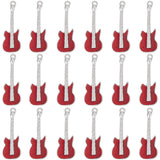 20Pcs Brass Enamel Pendants, Lead Free and Nickel Free, Guitar, Platinum, Red, 28.5x10x2mm