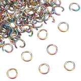 Vacuum Plating 304 Stainless Steel Open Jump Rings, Rainbow Color, 20 Gauge, 5x0.8mm, Inner Diameter: 3.4mm, 100pcs/box