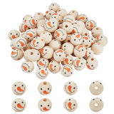 70Pcs Unfinished Natural Wood European Beads, Large Hole Beads, Printed, Round, Old Lace, 20x18mm, Hole: 4mm, 70pcs/set