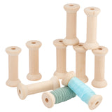 Wood Bobbins, Thread Cord Bobbin for Sewing, Floral White, 79.5x34mm, Hole: 10mm