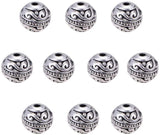 Tibetan Style Alloy Beads, Round, Antique Silver, 8mm, Hole: 1.5mm, 60pcs/box