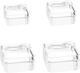 Glass Crystal Ball Stand, Square, Clear, 24~39.5x24~39.5x14.5~21.5mm, Inner Diameter: 16~32mm, 4pcs/set